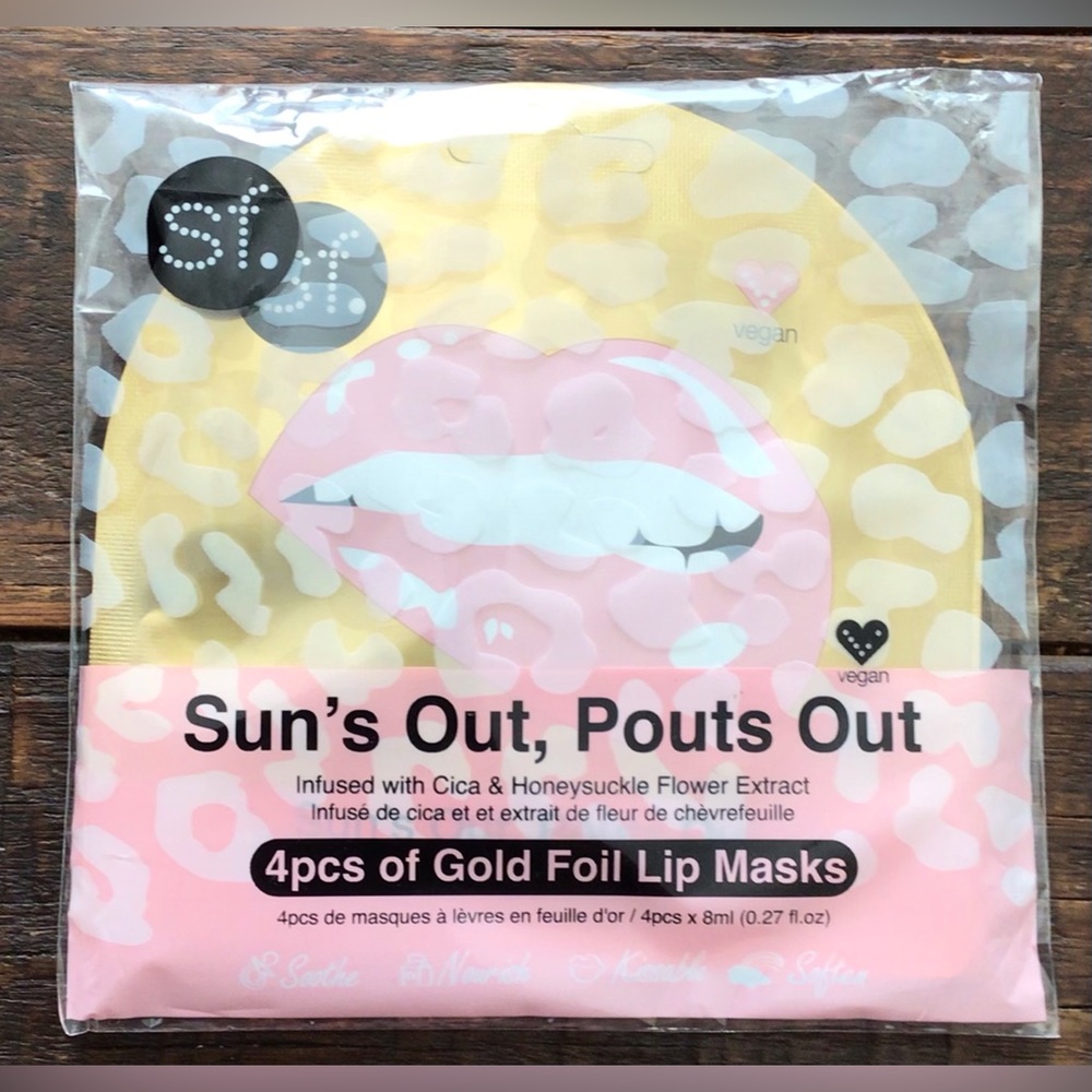 SF Glow Sun’s Out, Pouts Out Gold Foil Lip Mask Set of 4 NWT